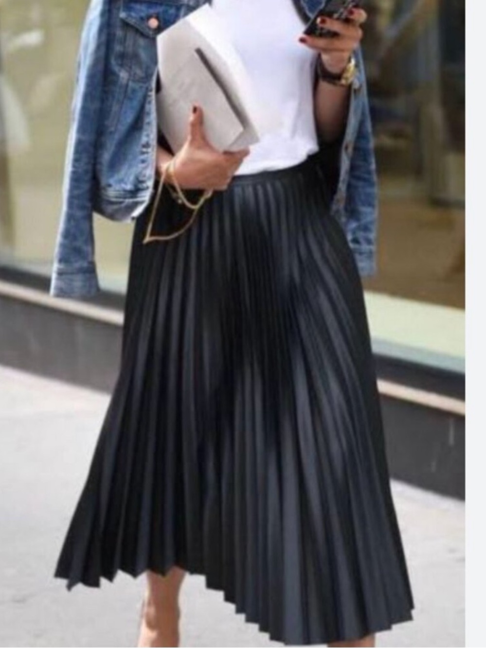 Zara Black Pleated Satin Midi Skirt with Flowy Silhouette